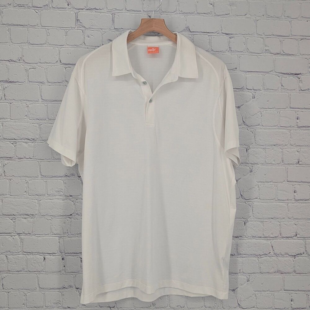 Puma Mens XL Golf Polo Shirt USP Dry White Short Sleeve Moisture Wicking